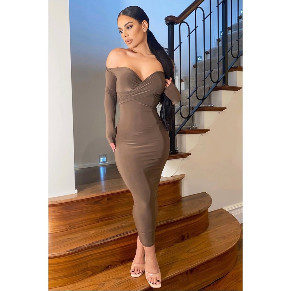 Fashion Nova Brown Midi Dress